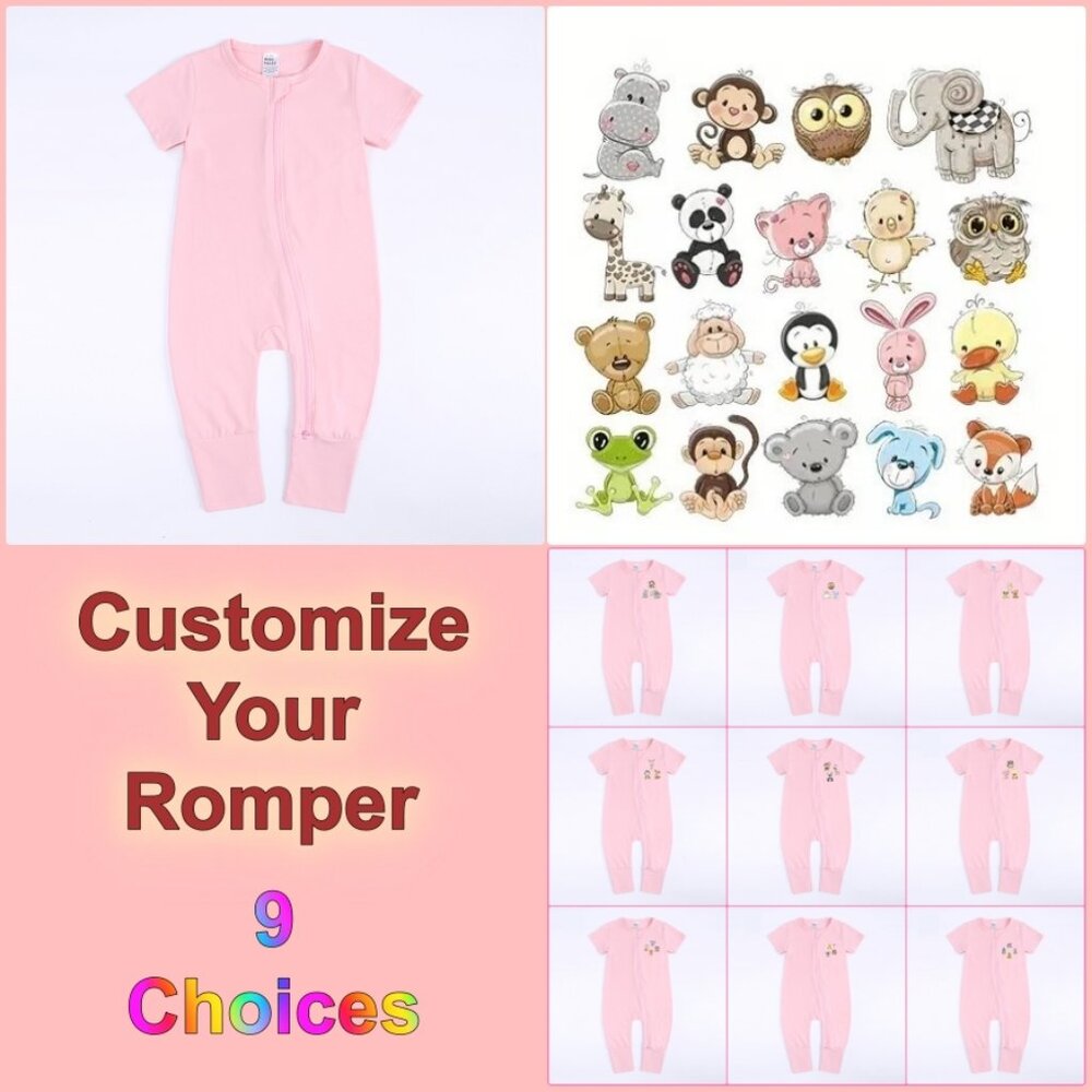 NWT*3-6m BABY ROMPER Sleeper Double Zipper Pink Cotton Custom Design Easy Change